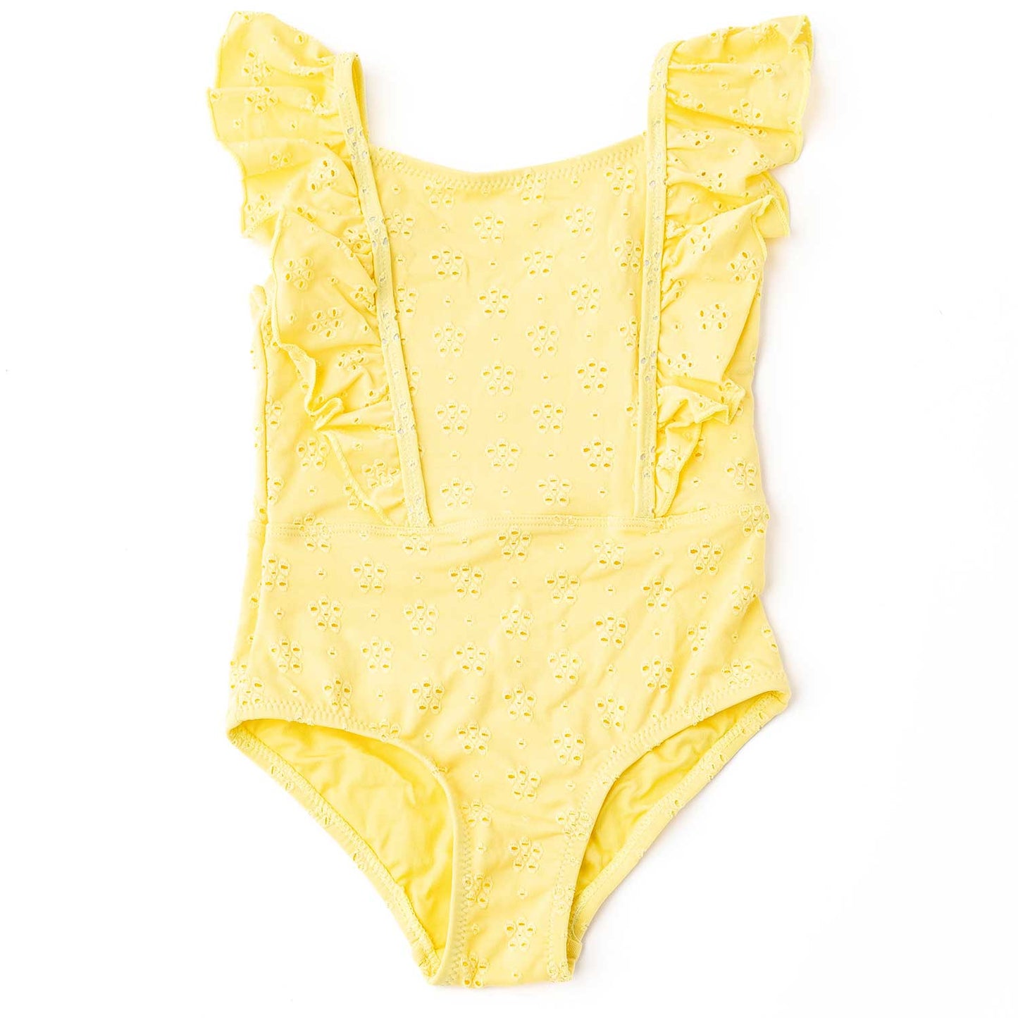 Eyelet Ruffle 1PC Swimsuit - Butter Yellow