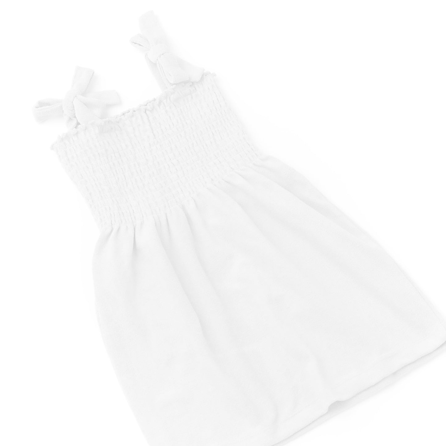 Terry Smocked Dress - White