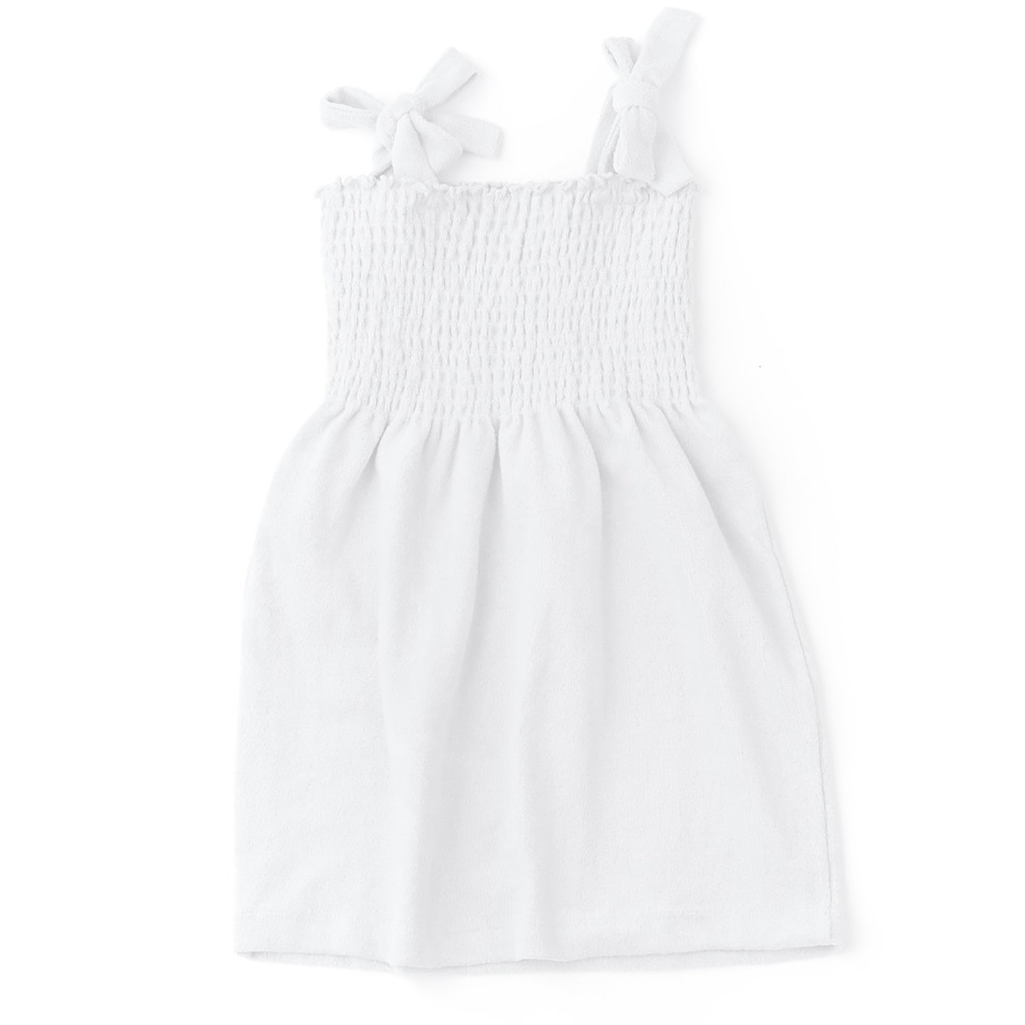 Terry Smocked Dress - White