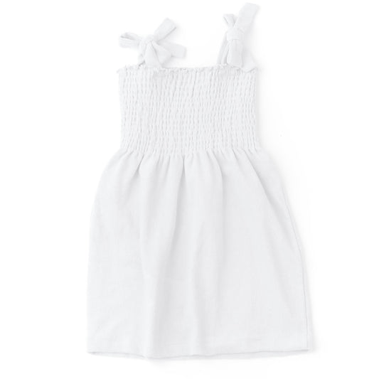Terry Smocked Dress - White