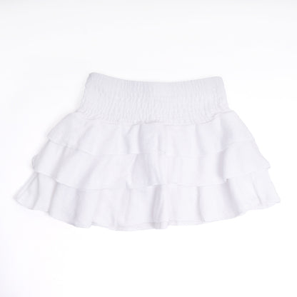 Terry Smocked Skirt - White