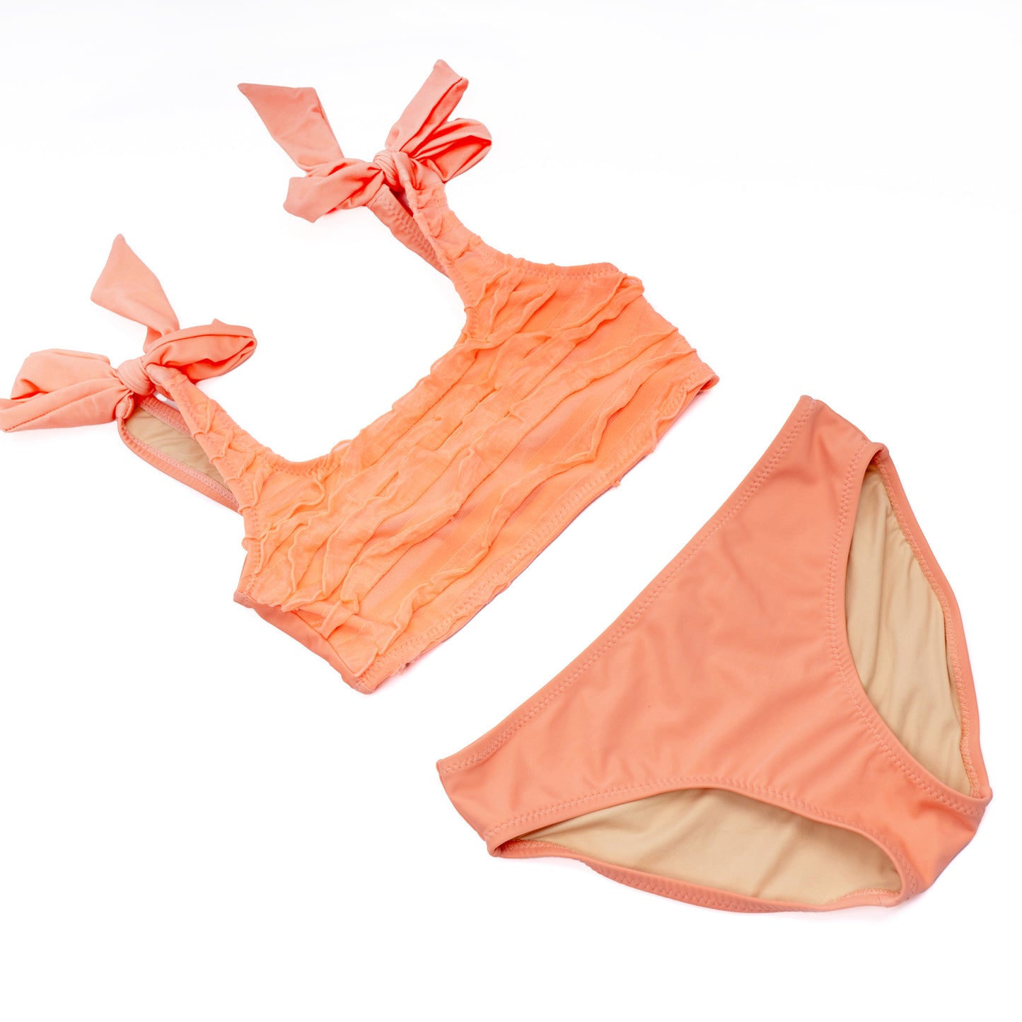 Ruffle 2PC Swimsuit - Coral