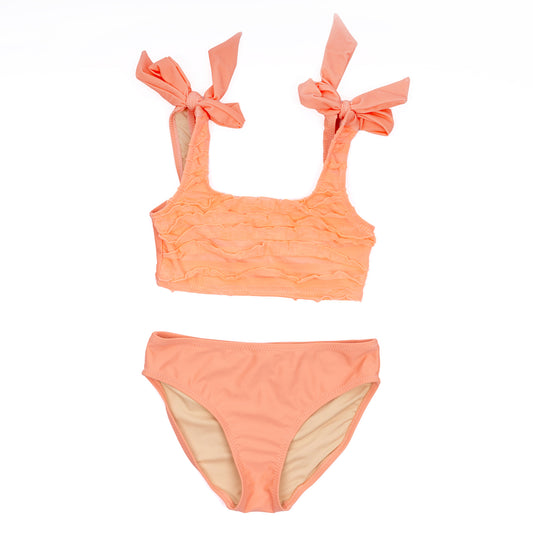 Ruffle 2PC Swimsuit - Coral