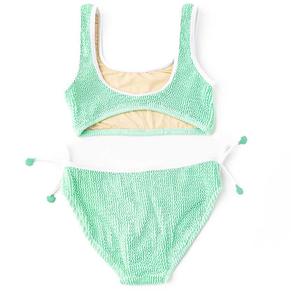 Crinkle Seashell Tie 2PC Swim Set - Mint