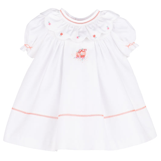 Pumpkin Ruffle Dress - White