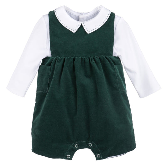 Holly Jolly Velvet Overall - Green
