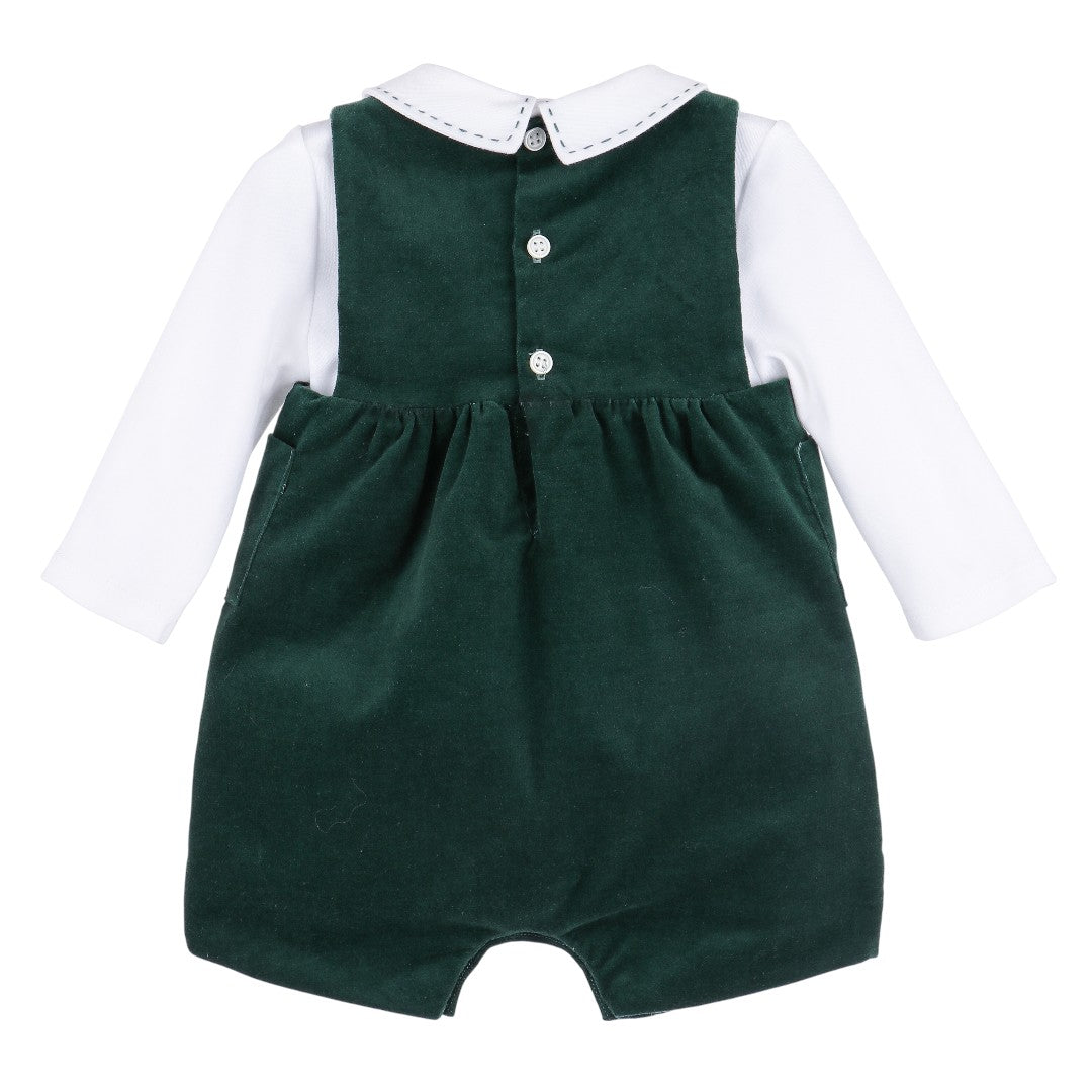 Holly Jolly Velvet Overall - Green