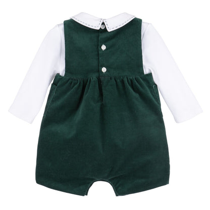 Holly Jolly Velvet Overall - Green