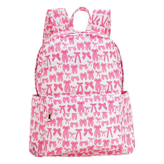 Bow Print Canvas Backpack