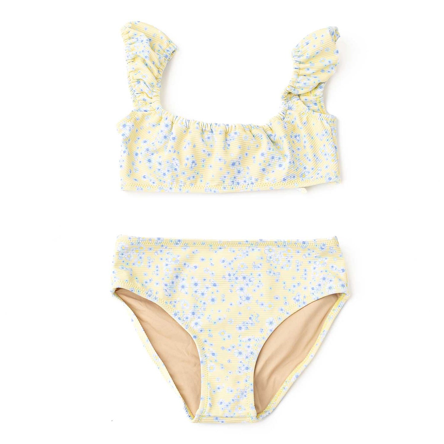 Ribbed Cap Sleeve 2PC Swim Set - Butter Blooms