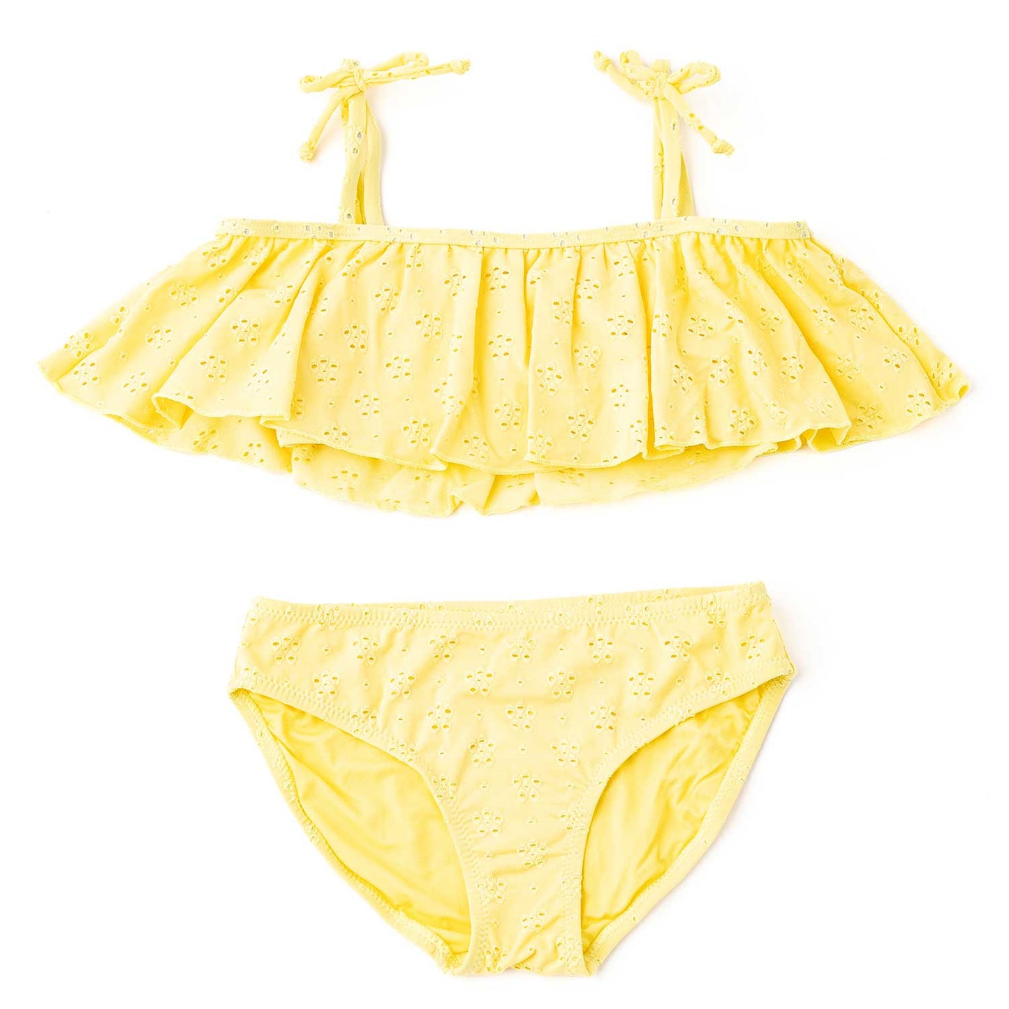 Eyelet Ruffle 2PC Swim Set - Butter Yellow