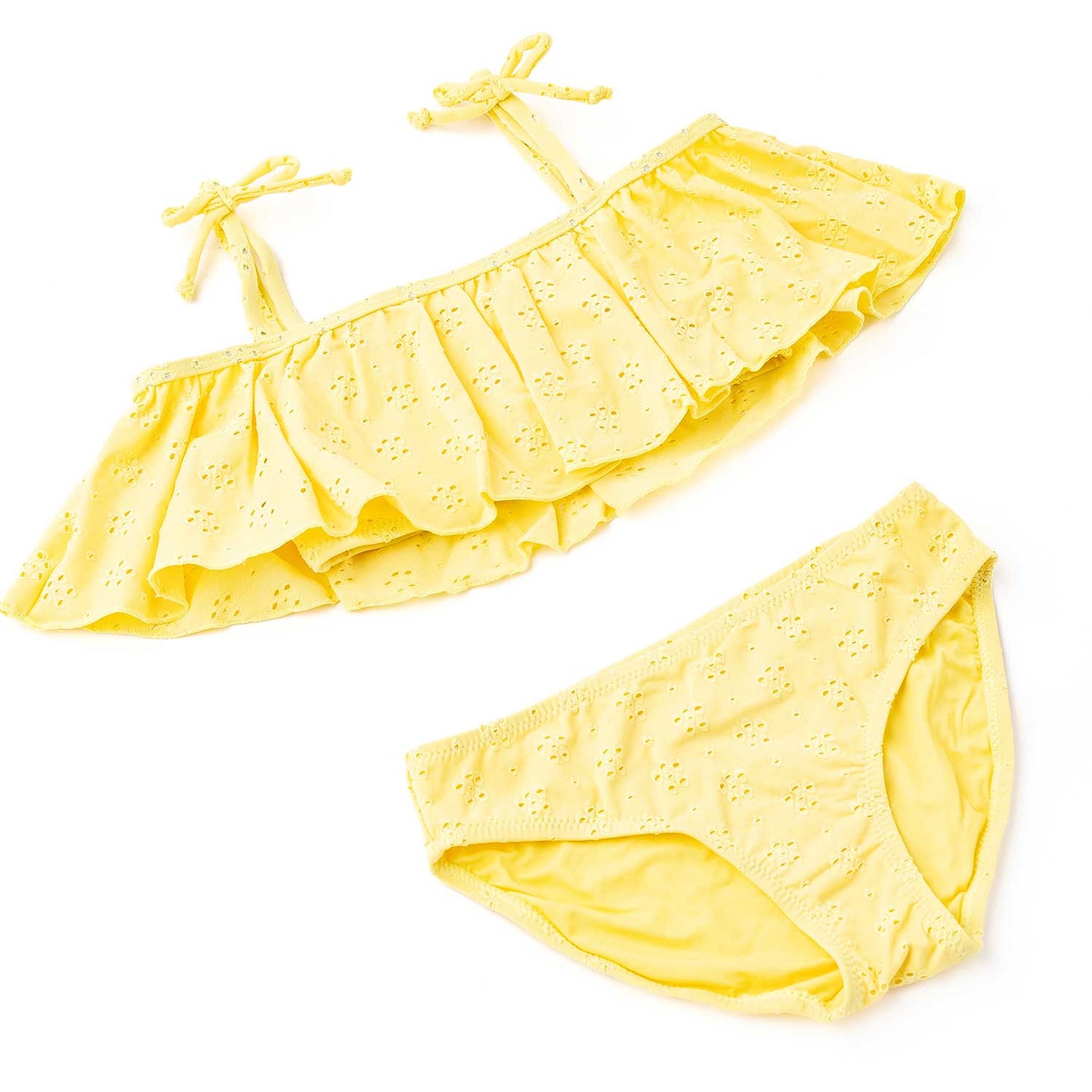 Eyelet Ruffle 2PC Swim Set - Butter Yellow