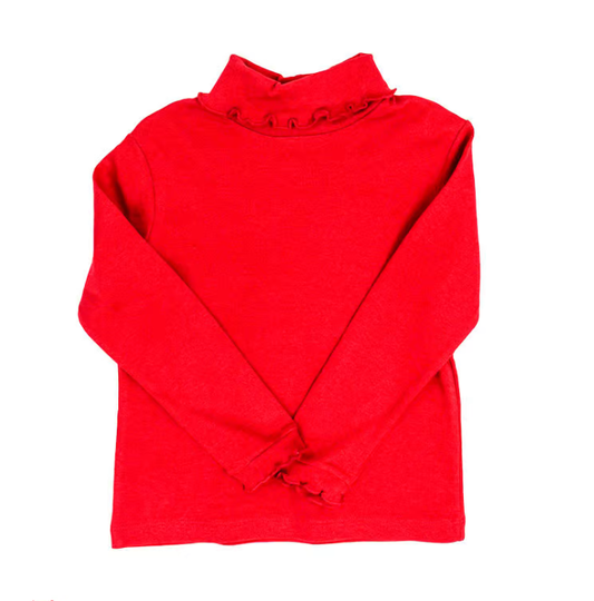 Ruffle Knit Turtleneck - Red