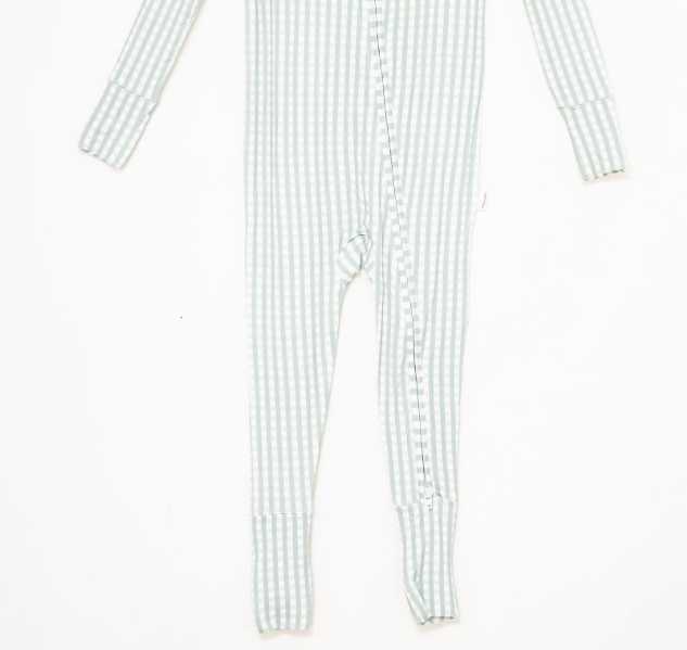 Sleep Romper - Sage Gingham