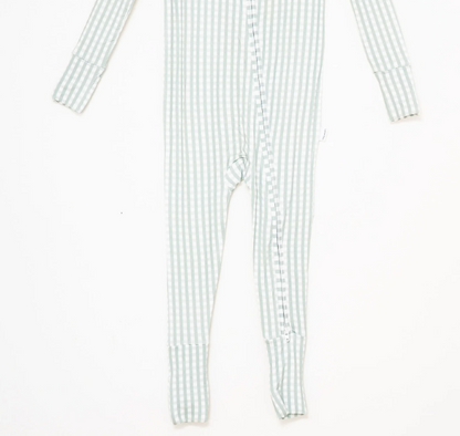 Sleep Romper - Sage Gingham