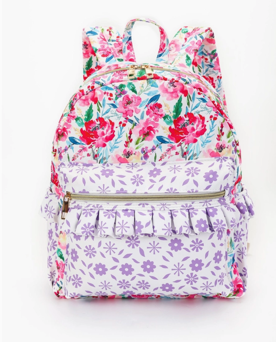 Hot Pink Flower Ruffle Backpack