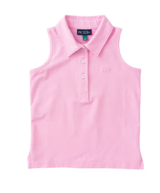 Sleeveless Cotton Polo - Pink Frosting