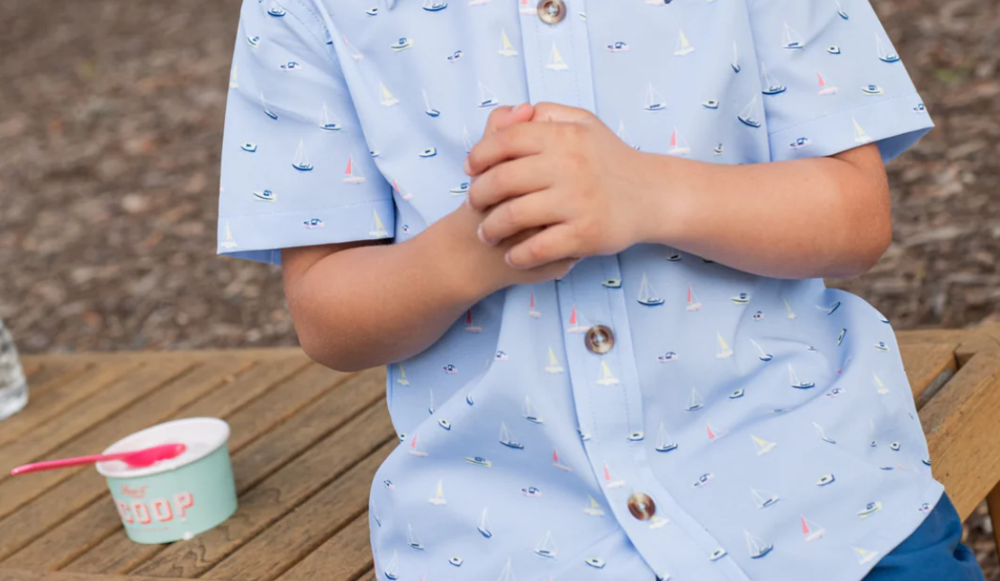 Button Down- Windsurfer Boats in the Bay Print