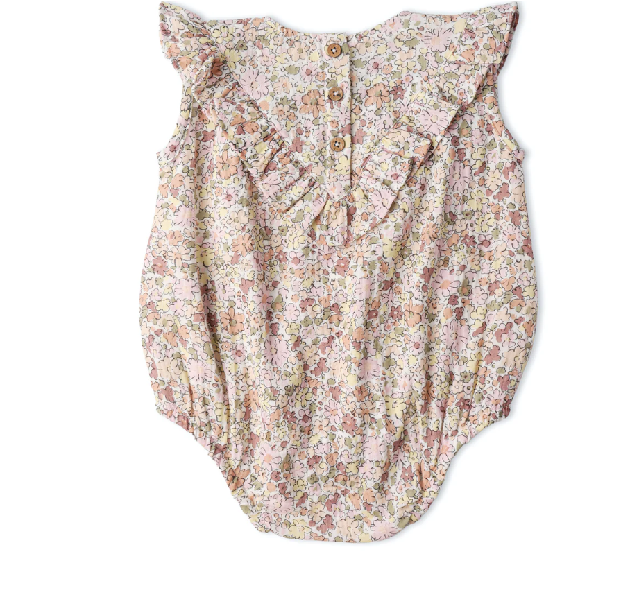 Organic Ruffle Bubble Romper - Pastel Bloom