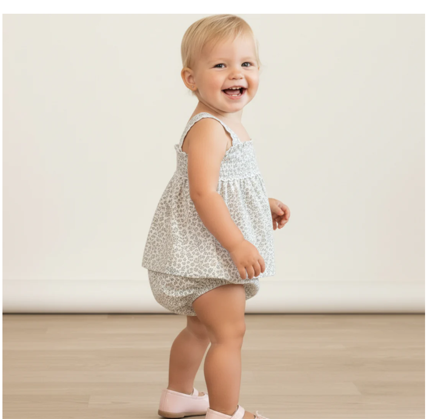 Organic Scalloped Bloomer Set-Tulle Floral