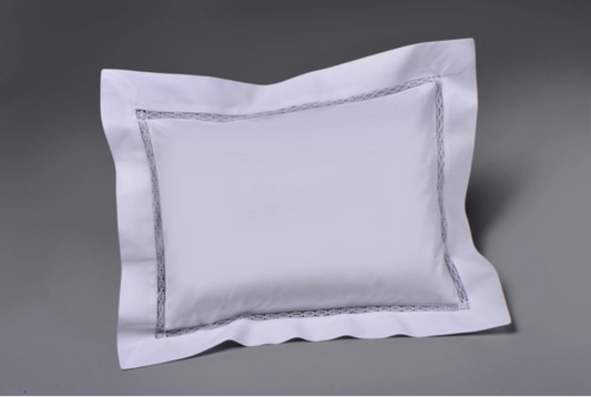 Hand-emb Open Stitch Sham/White-4550