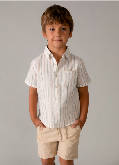 Striped Linen short set-3217