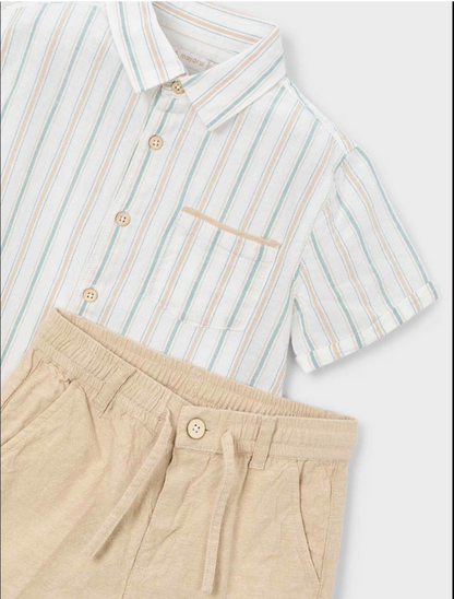 Striped Linen short set-3217