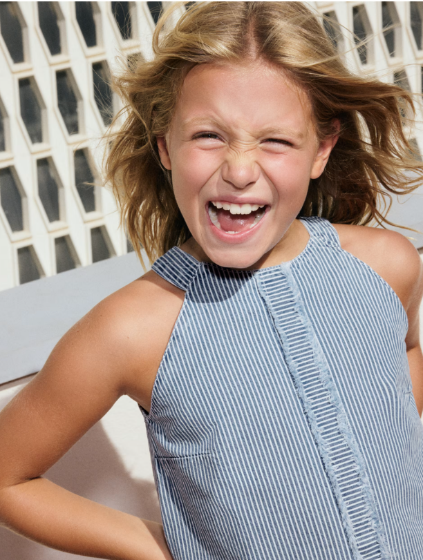 Denim Striped Top