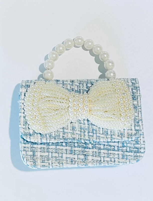 Pearl Bow Tweed Bag