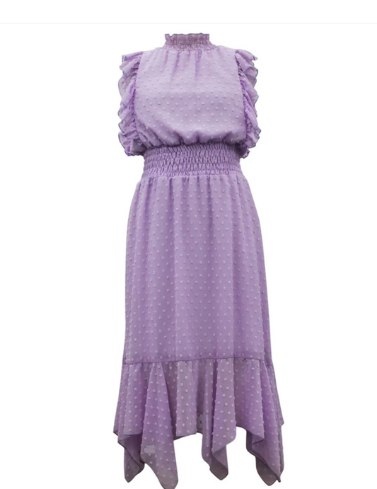 Tween Clip Dot Hankey Maxi Dress-lilac