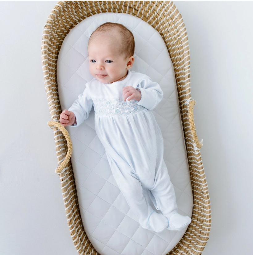 Jacob Smocked Footie - Light Blue