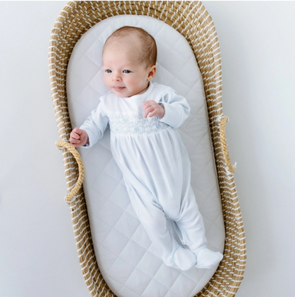 Jacob Smocked Footie - Light Blue