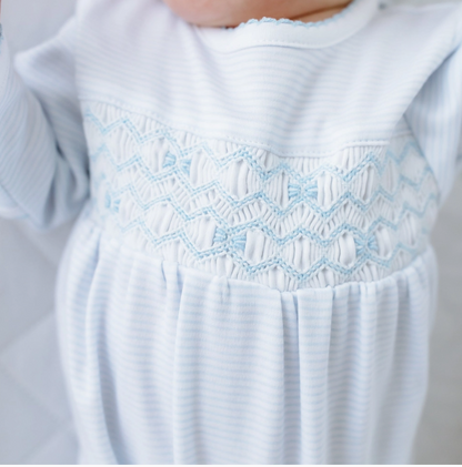 Jacob Smocked Footie - Light Blue