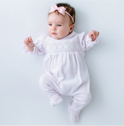 Julia Smocked Footie-Pink