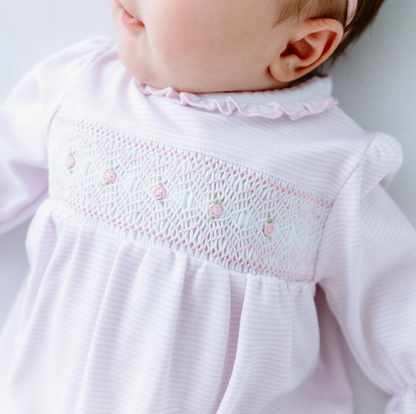 Julia Smocked Footie-Pink
