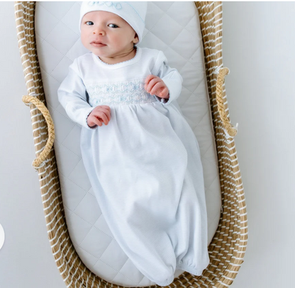 Jacob Smocked Gown-Lt Blue