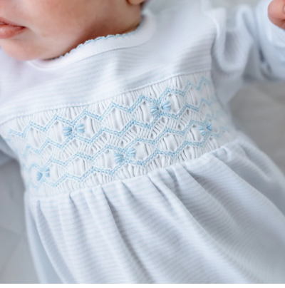 Jacob Smocked Gown-Lt Blue