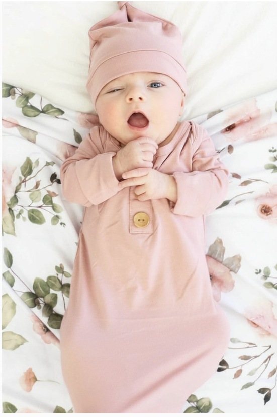 Solid Baby Knot Gown & Hat