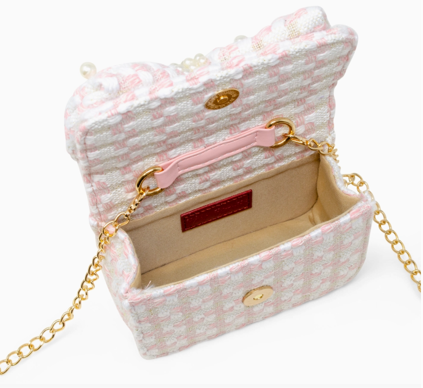 Tweed Jumbo Pearl Bow Purse
