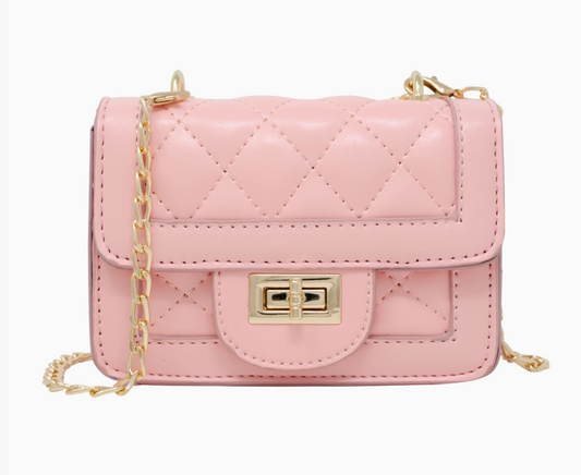 Tiny Classic Quilted Mini Purse/pink