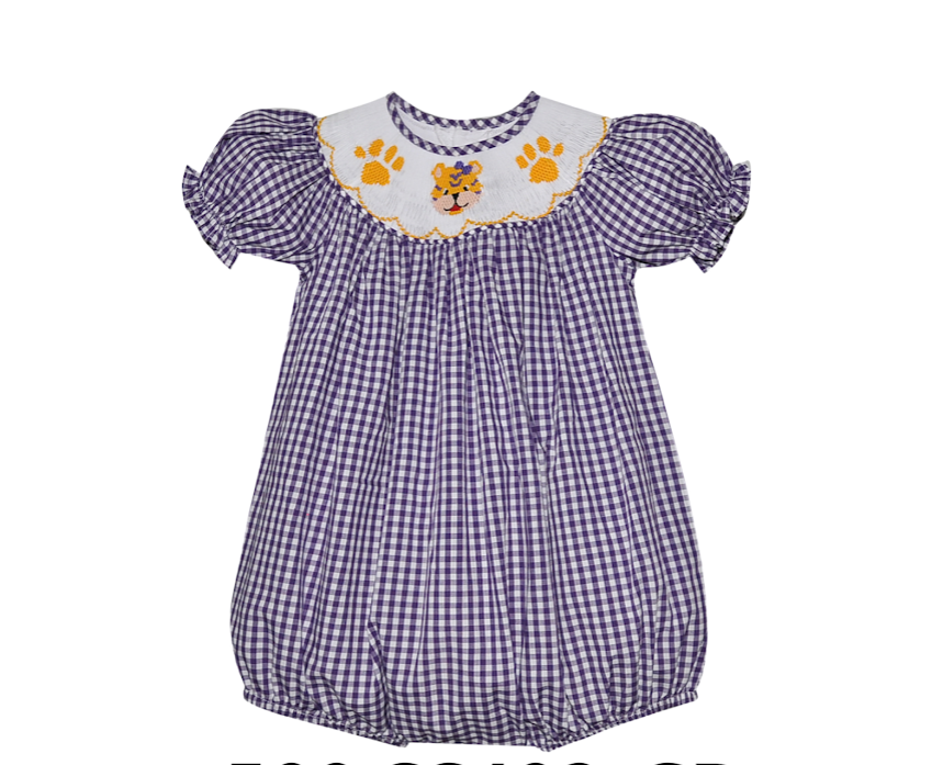 Smocked Girl Tiger Bubble