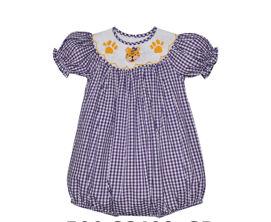 Smocked Girl Tiger Bubble