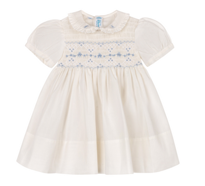 Girls Heritage Bleu Dress/Ivory