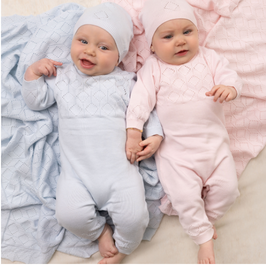 Lux Pointelle Knit Romper with Hat/6020