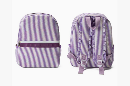 Belle Backpack, Purple Seersucker