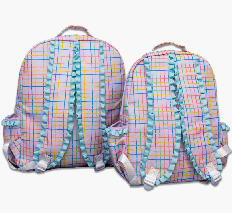 Girls Backpack - Pink Plaid