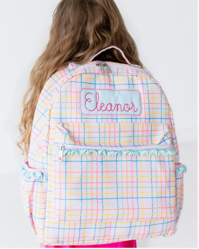 Girls Backpack - Pink Plaid