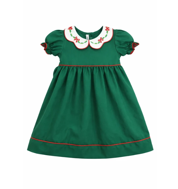 Bow & Holly Scallop Collar Grn Dress
