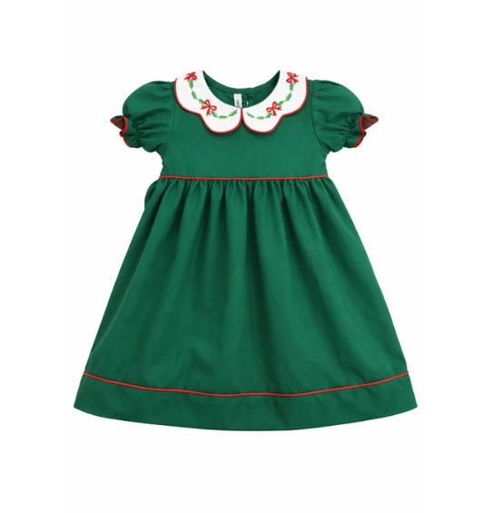 Bow & Holly Scallop Collar Grn Dress