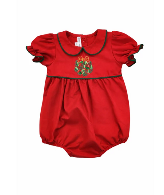 Holly Ornament Emb Red Bubble